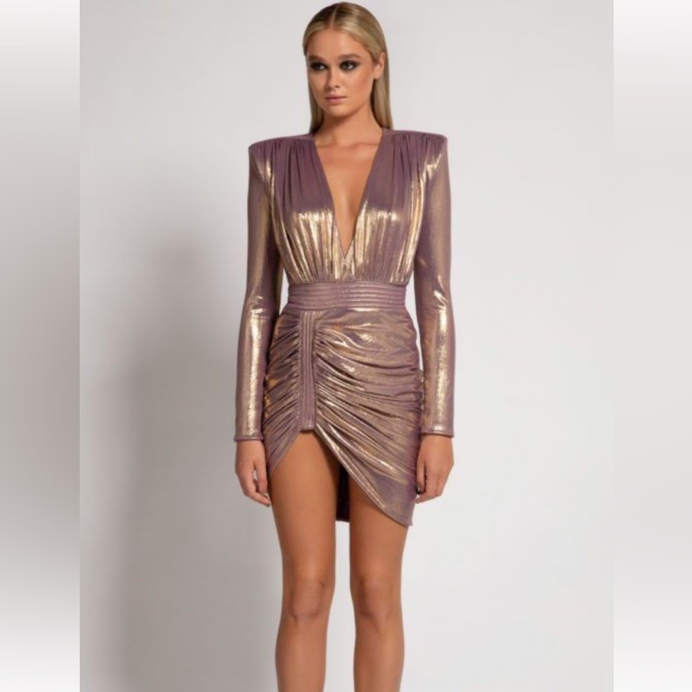 Zhivago Metallic Purple and Gold Mini Dress